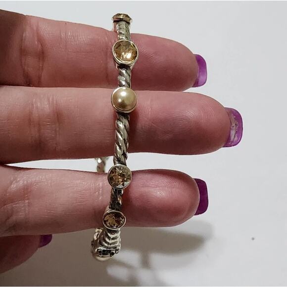 Brighton Monte Carlo hinged retired rare amber colored silver plated bracelet‎ - Picture 6 of 8